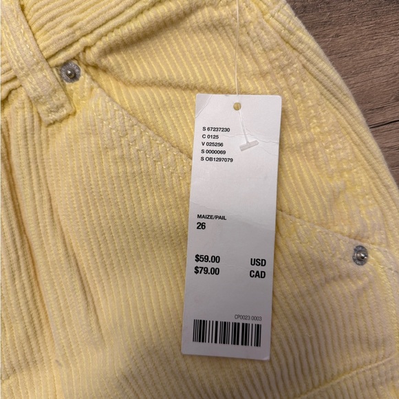Size 26 Yellow Urban Outfitters Cut Off Jean Shorts - Picture 2 of 5